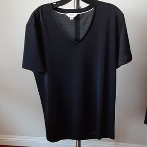 Used Calvin Klein Polyester Slim Fit Black V Neck